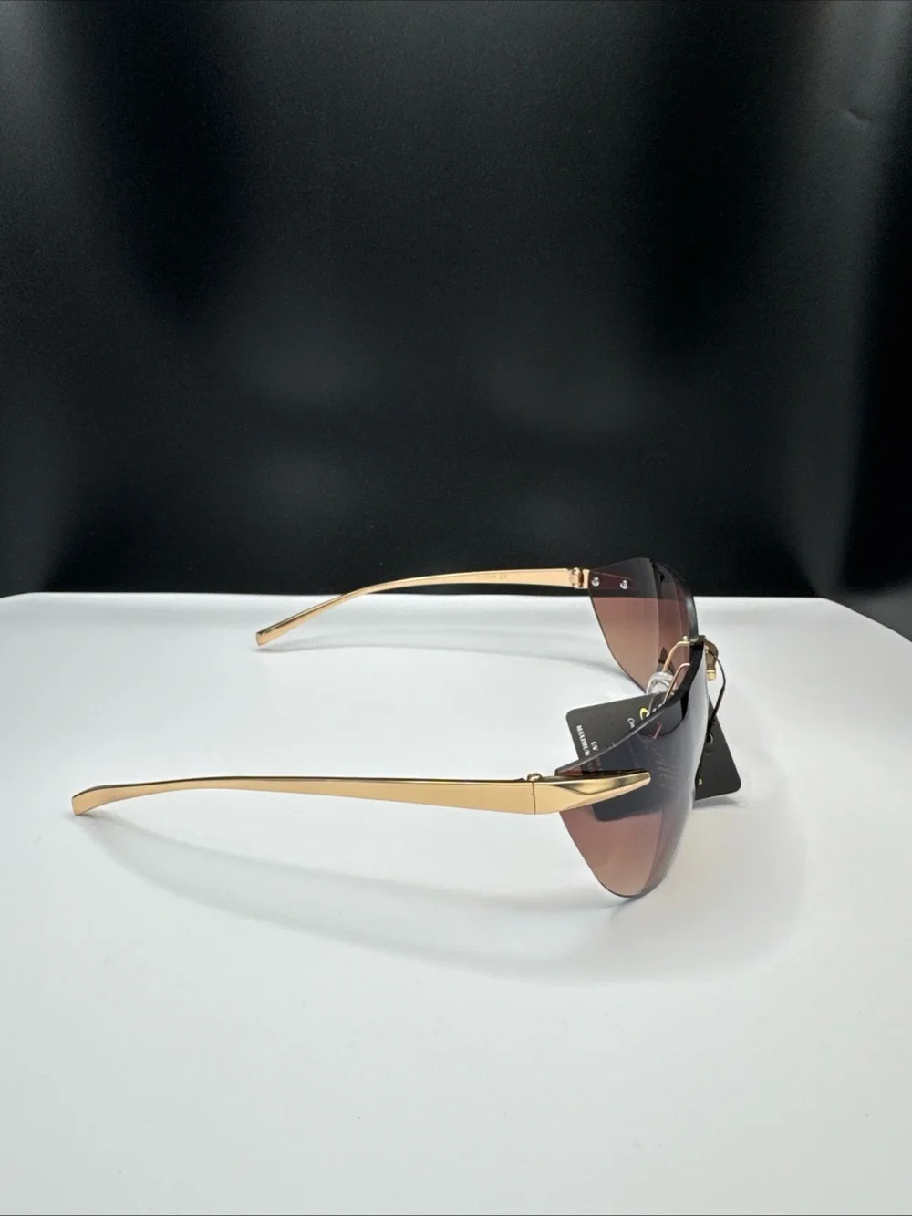Rimless Men's Sunglasses with Pink Gradient Lenses and Gold Frame